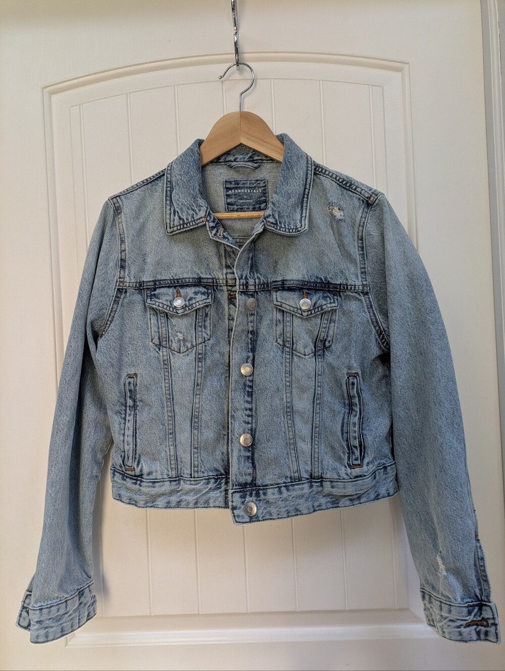 Aeropostale Light Blue Distressed Denim Jacket